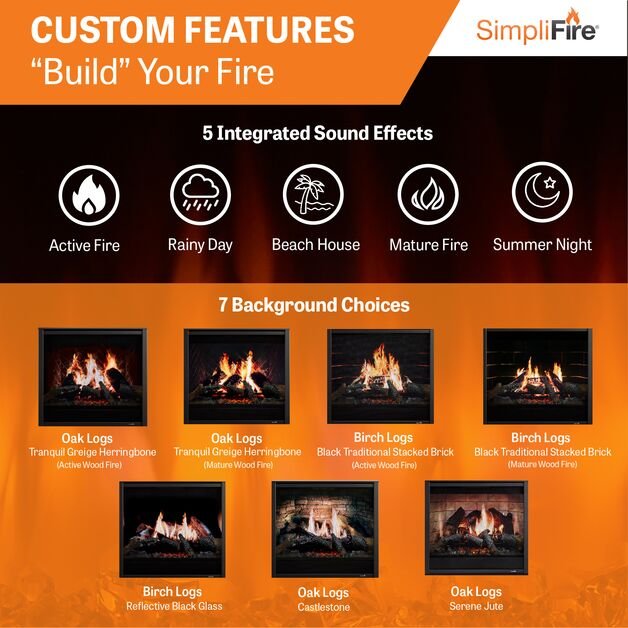 Simplifire 36" Inception Electric Fireplace with Halston Front - Image 3